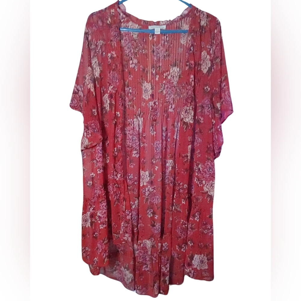 American Eagle Outfitters Red Boxy Sheer Swim Coverup Size M